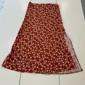 Loft Burnt Orange Flower Maxi Skirt
